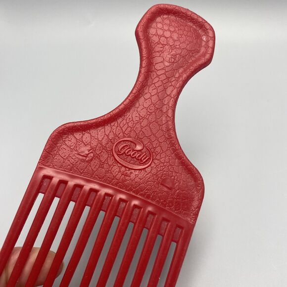 Vintage Goody Textured Plastic Hair Pick Lift Comb RED Dark Pink Made in USA - Picture 4 of 6